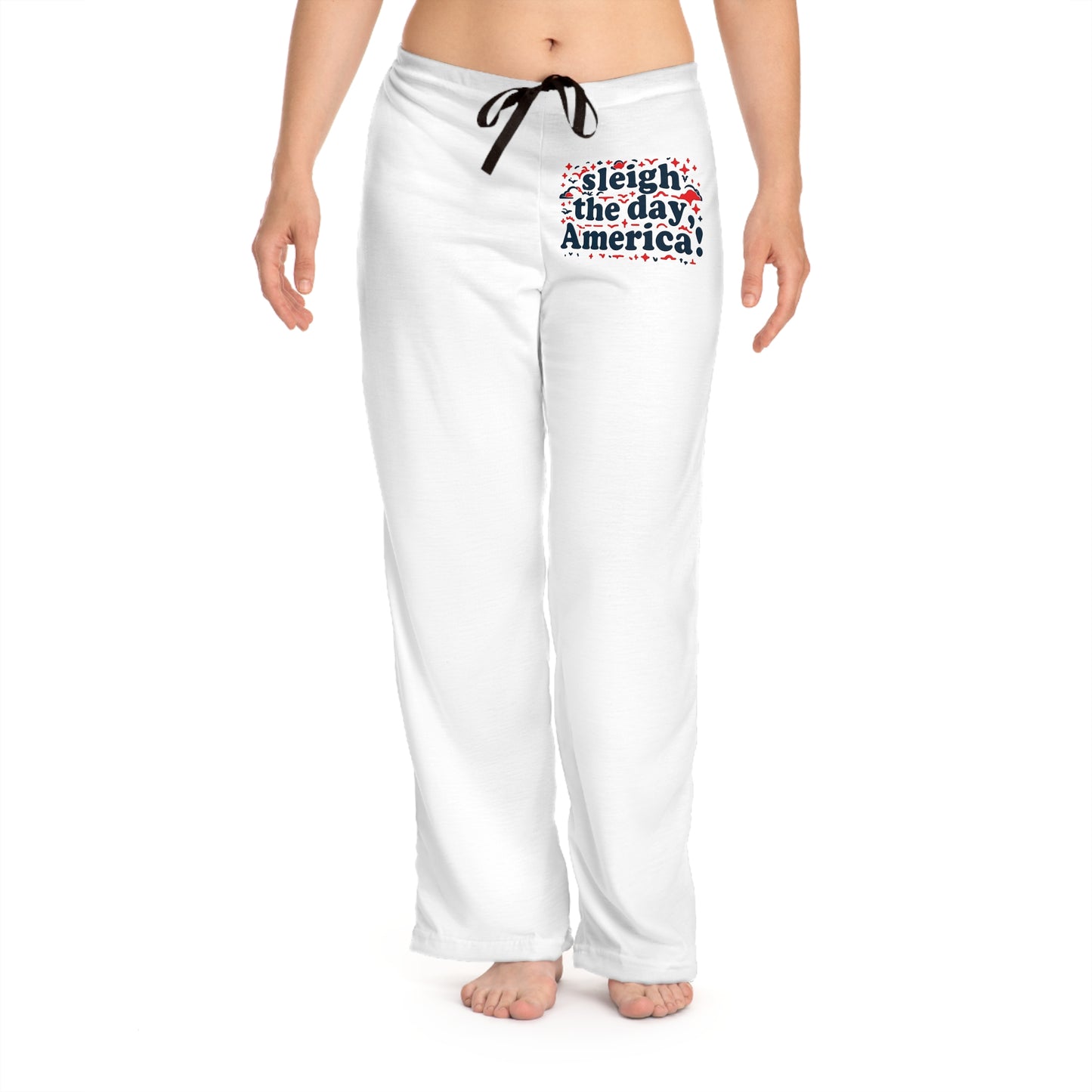 Patriotic Christmas Women's Pajama Pants - "Sleigh the Day, America"