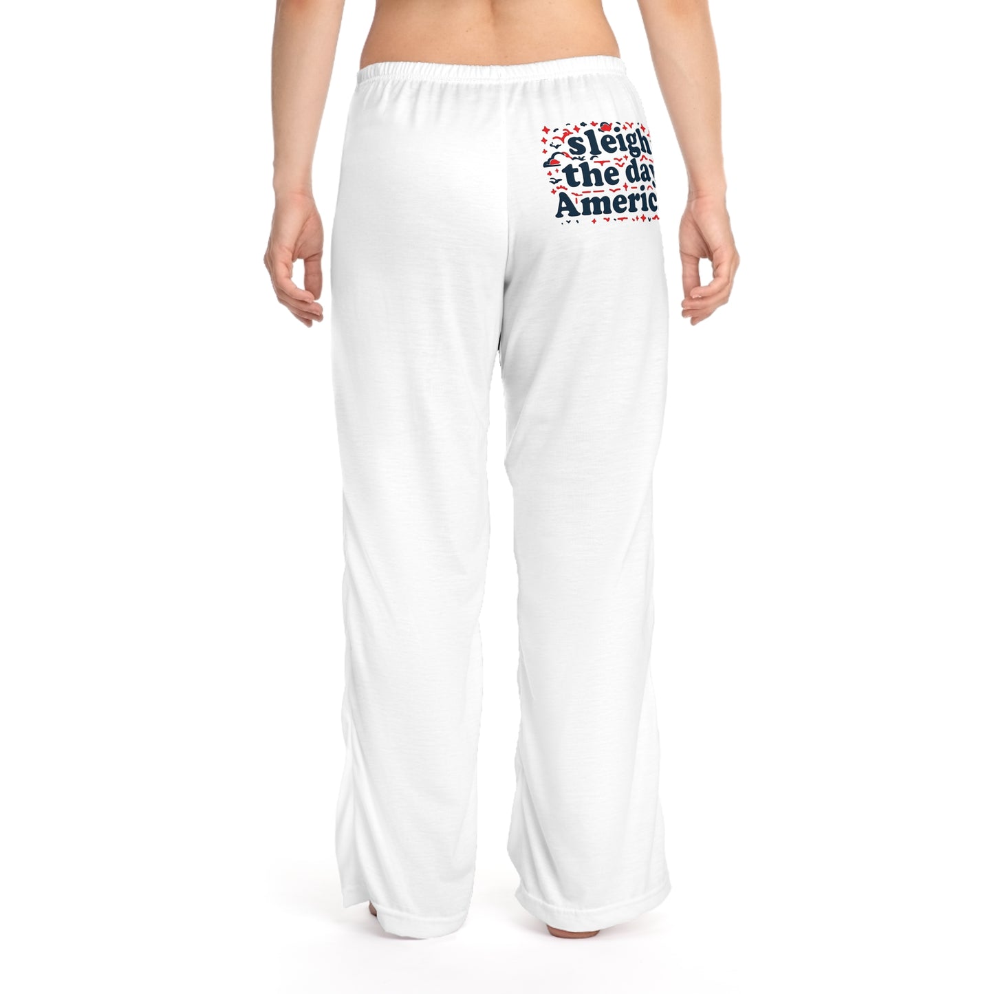 Patriotic Christmas Women's Pajama Pants - "Sleigh the Day, America"